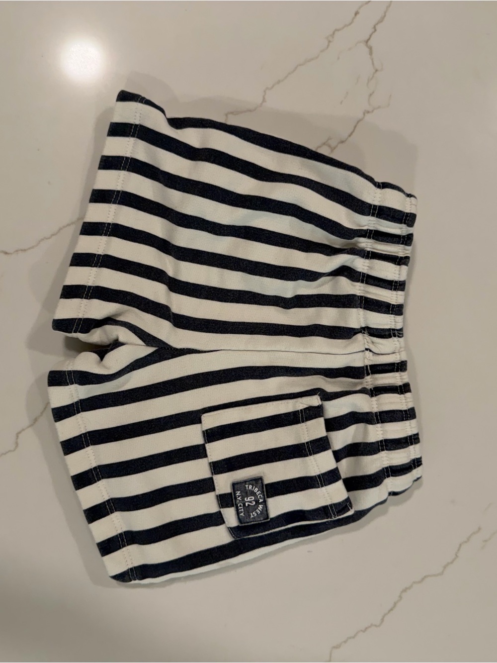 Zara Striped Navy and White Toddler Elastic Waist Shorts - Picture 2 of 4
